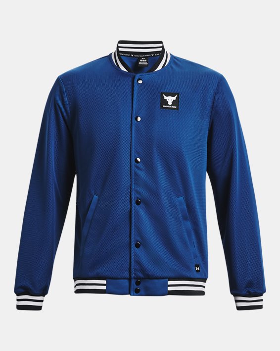 Men's Project Rock Mesh Varsity Jacket, Blue, pdpMainDesktop image number 4